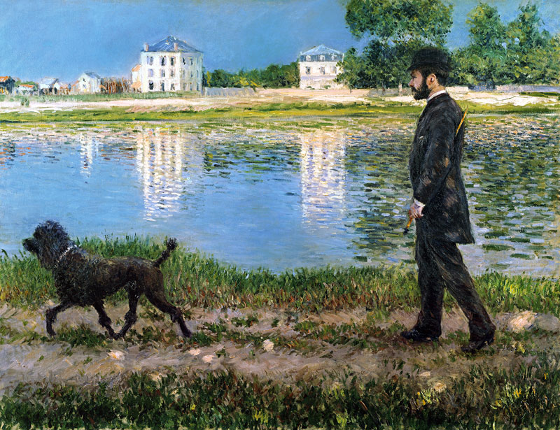 Richard Gallo and His Dog at Petit Gennevilliers de Gustave Caillebotte