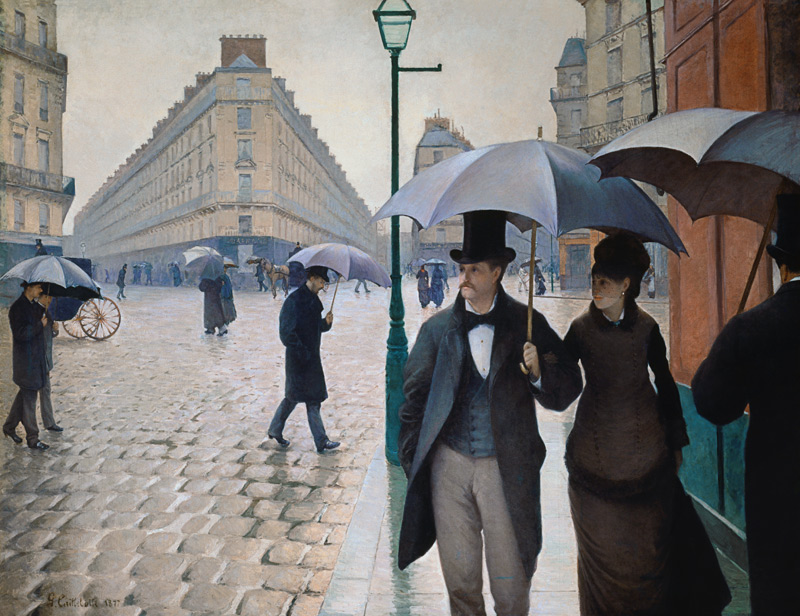 Calle en París, lluvia de Gustave Caillebotte