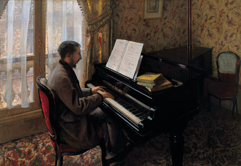 Young Man Playing the Piano de Gustave Caillebotte
