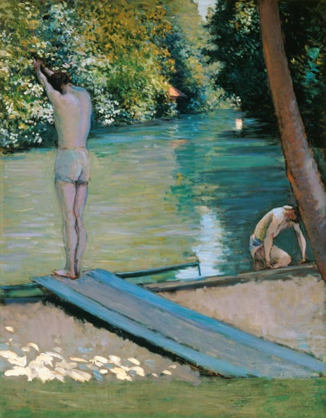 Bañándose en el banco del río Yerres de Gustave Caillebotte