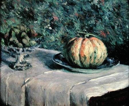 Melon and Fruit Bowl with Figs de Gustave Caillebotte