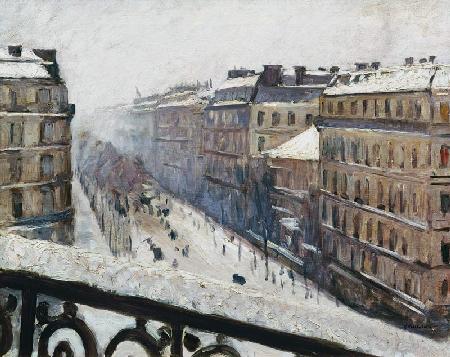 Boulevard Haussmann en la nieve