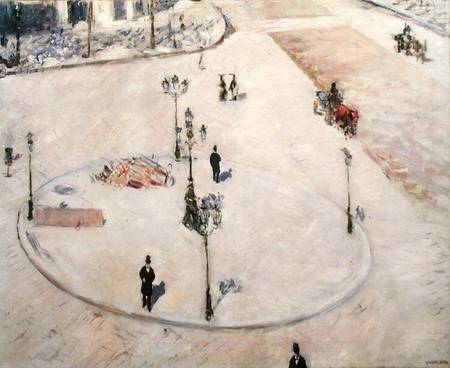 Traffic Island on Boulevard Haussmann de Gustave Caillebotte