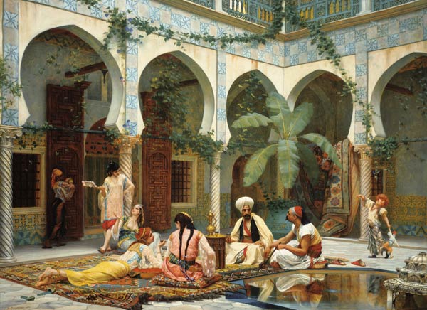 Der Hof des Dar Khdaoudj el Amia Palastes in Algier de Gustave Clarence Rodolphe Boulanger
