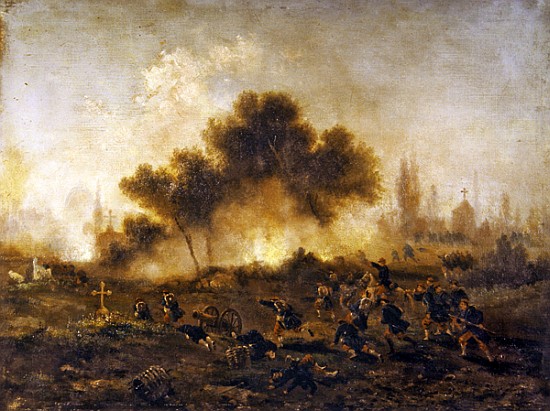 Paris Commune: assault on a cemetery regular troops and capture of the barricades in May 1871 de Gustave Clarence Rodolphe Boulanger