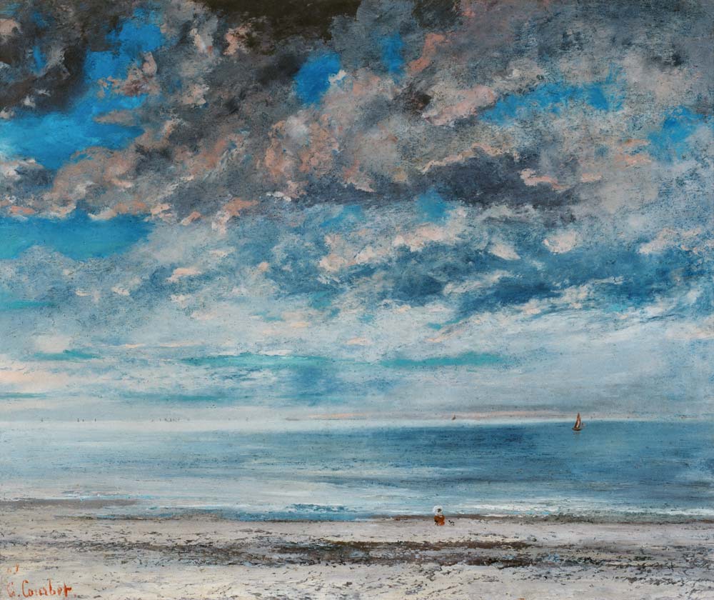 La Plage, Soleil Couchant de Gustave Courbet