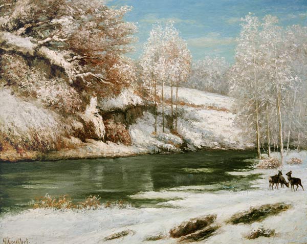 Winterlandschaft mit Rotwild de Gustave Courbet