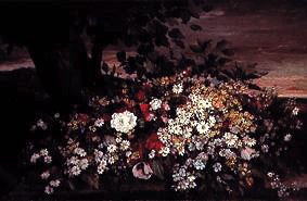 Flower still life at a stone bank de Gustave Courbet
