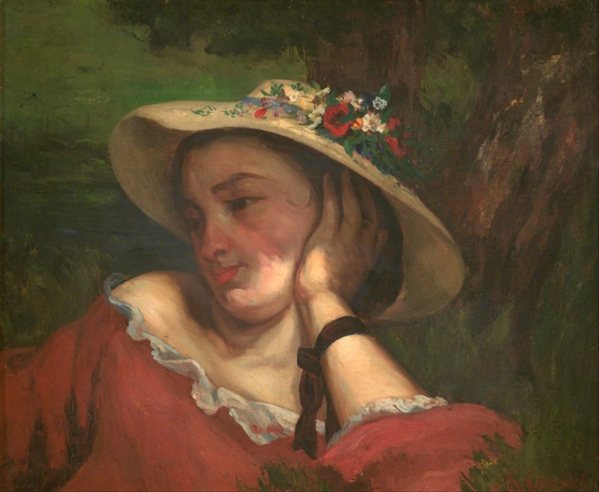 Woman with Flowers on Her Hat de Gustave Courbet