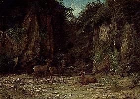 A red deer pack in the dusk de Gustave Courbet