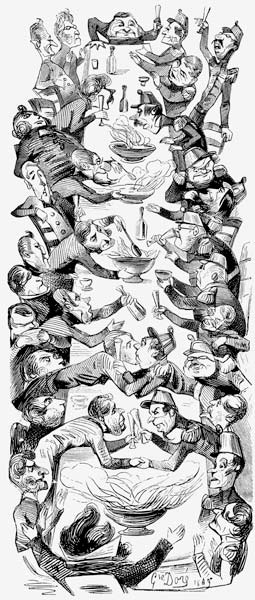 A international punch. Drawing for magazine "Le journal pour rire" de Gustave Doré