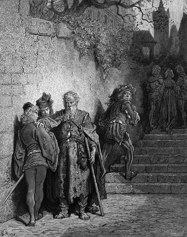 The Wedding Guest being detained the Ancient Mariner, opening scene of ''The Rime of the Ancient Mar de Gustave Doré