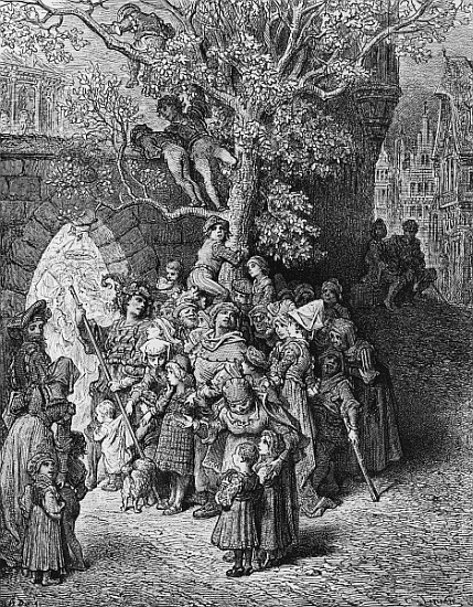Crowd of onlookers and spectators at the wedding, scene from ''The Rime of the Ancient Mariner'' S.T de Gustave Doré