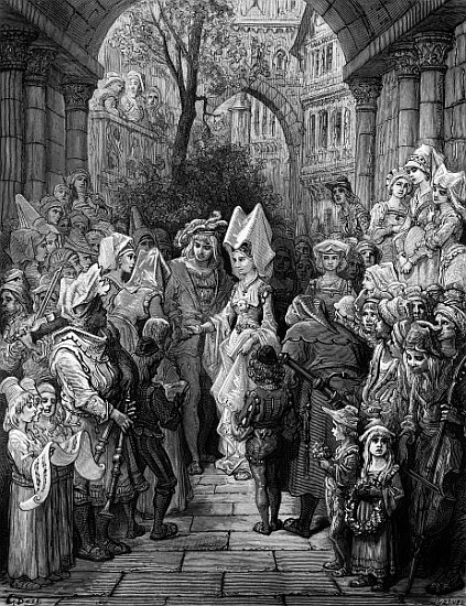 The Bride and Groom entering the hall, scene from ''The Rime of the Ancient Mariner'' S.T. Coleridge de Gustave Doré