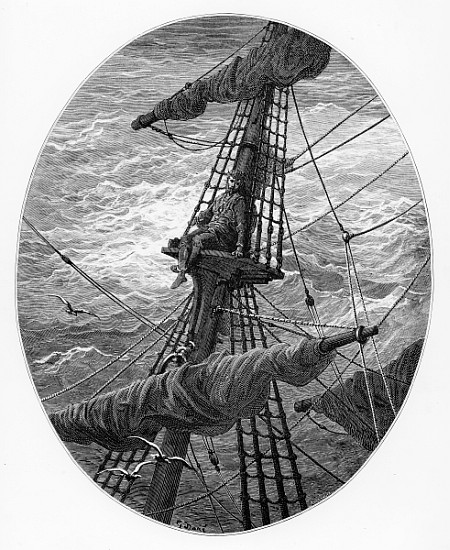 The Mariner up the mast during a storm, scene from ''The Rime of the Ancient Mariner'' S.T. Coleridg de Gustave Doré