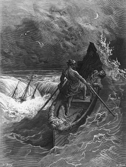 The Pilot faints, scene from ''The Rime of the Ancient Mariner'' S.T. Coleridge,S.T. Coleridge, publ de Gustave Doré