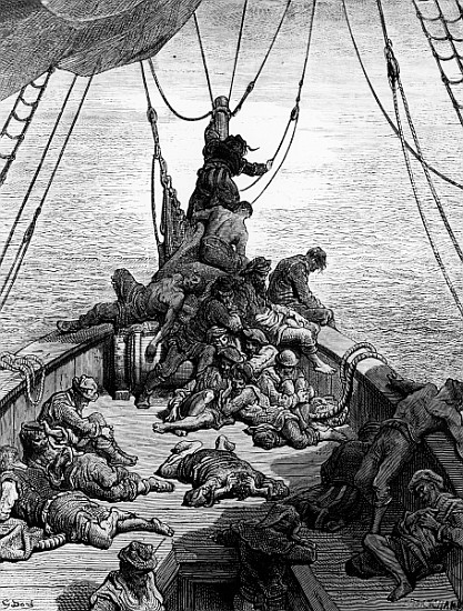 The sailors becalmed and tormented by thirst, scene from ''The Rime of the Ancient Mariner'' S.T. Co de Gustave Doré