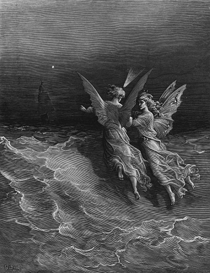 The two fellow spirits of the Spirit of the South Pole ask the question why the ship travels so swif de Gustave Doré