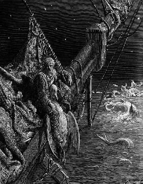 The Mariner gazes on the serpents in the ocean, scene from ''The Rime of the Ancient Mariner'' S.T. 