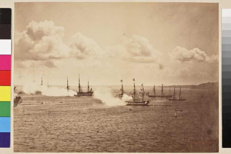Salut der französischen Flotte vor Cherbourg de Gustave Le Gray