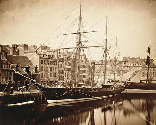 The Imperial Yacht 'La Reine Hortense' at Le Havre, 1856 (sepia photo) de Gustave Le Gray