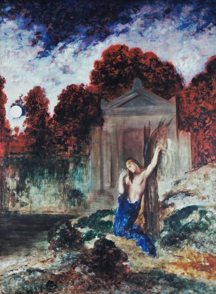 Orpheus at the grave Eurydikes. de Gustave Moreau
