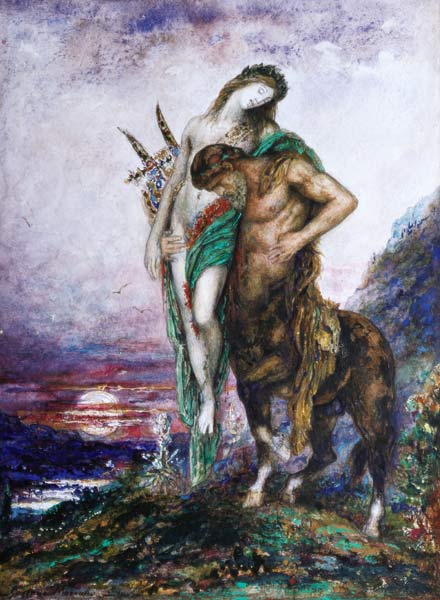 Dead poet borne by centaur de Gustave Moreau