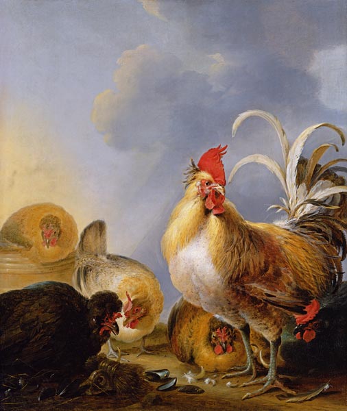 A Group of Farmyard Fowl de Gysbert Hondecoeter