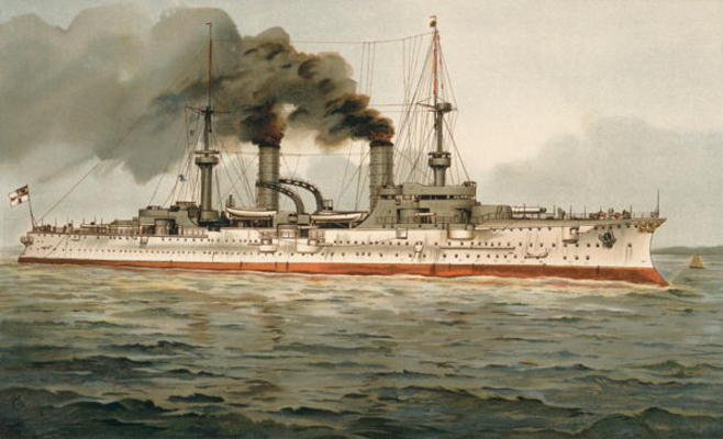S.M. Grosse Kreuzer 'Furst Bismarck' (H.M. Great Cruiser 'Prince Bismarck') c.1899 (litho) de H. Graf