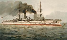 S.M. Grosse Kreuzer 'Furst Bismarck' (H.M. Great Cruiser 'Prince Bismarck') c.1899 (litho)
