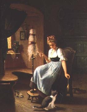 Girl at a Spinning Wheel