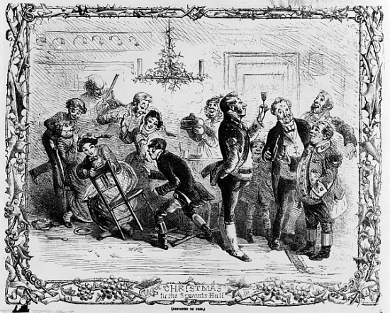 Christmas in the Servant''s Hall de Hablot Knight (Phiz) Browne