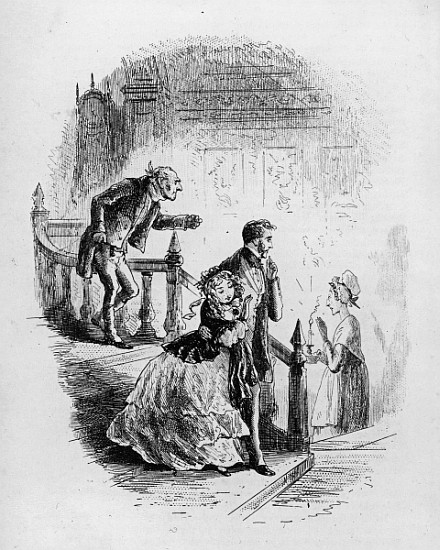 Flora''s tour of inspection, illustration from ''Little Dorrit'' Charles Dickens de Hablot Knight (Phiz) Browne