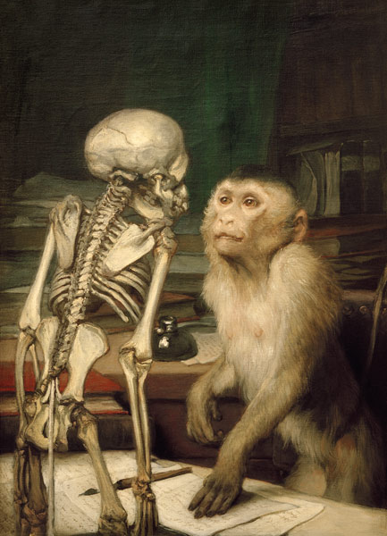 Monkey with a skeleton de Haeckel Ernst