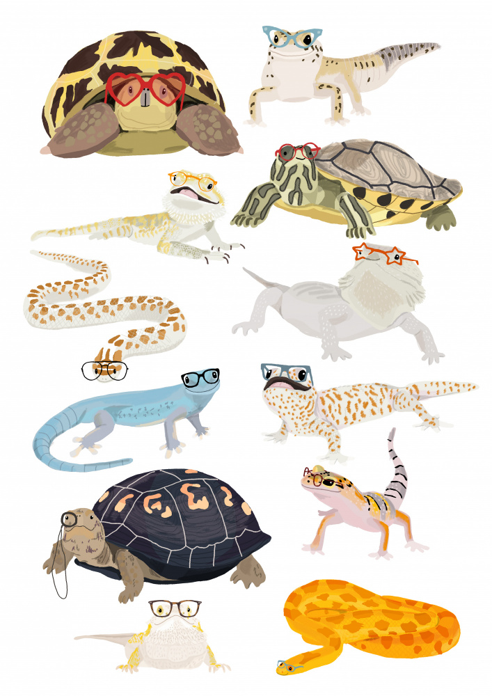A1 Reptiles In Glasses de Hanna Melin