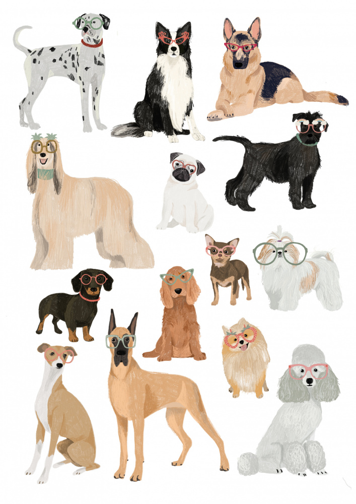 Dogs in glasses Print de Hanna Melin