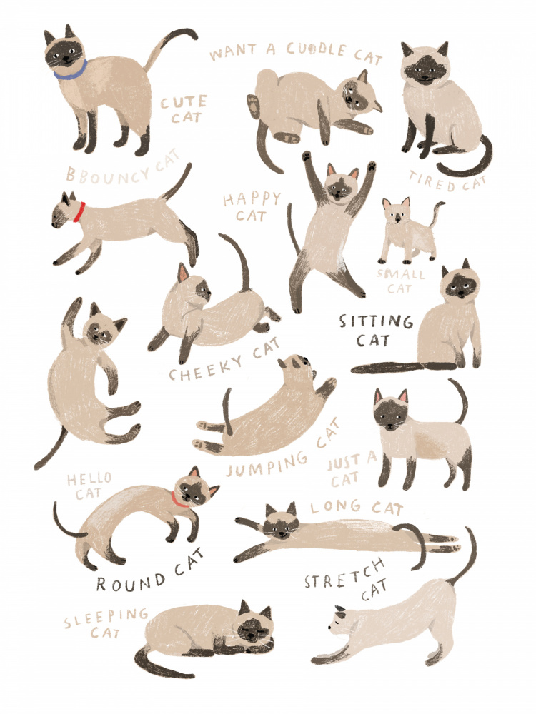 Siamese Cat Print de Hanna Melin