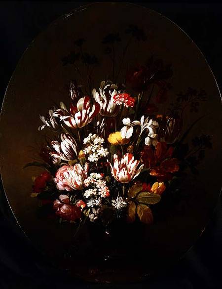 Flowers in a Glass Vase de Hans Bollongier