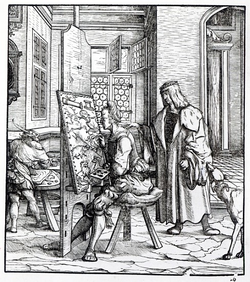 The Emperor in the Artist''s Studio, illustration from ''Der Weisskunig'', c.1509-18 de Hans Burgkmair