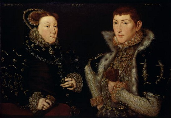 Lady Mary Nevill and her son Gregory Fiennes de Hans Eworth or Ewoutsz