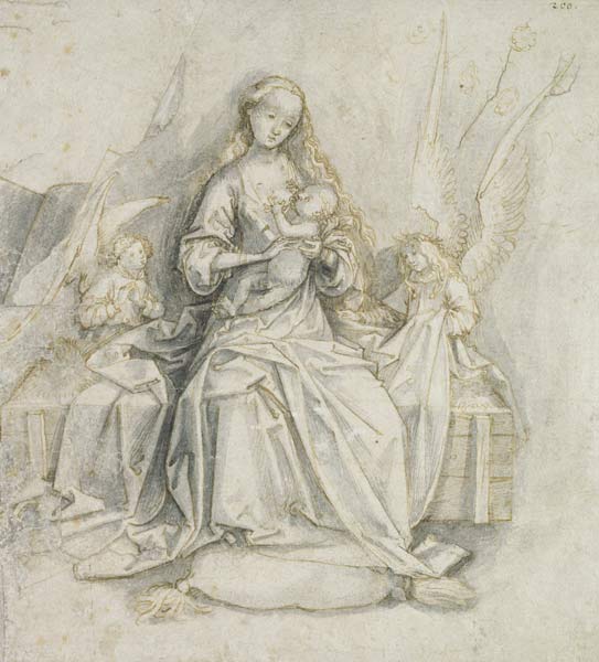 Madonna and Child (pen and brown ink with pencil on paper) de Hans Holbein el Anciano
