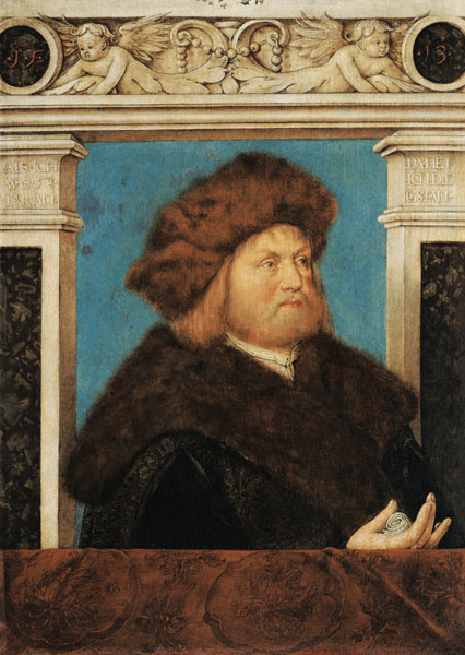 Portrait of a 52-year-old man with fur hat de Hans Holbein el Anciano