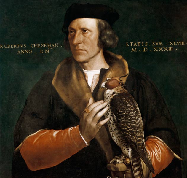 Retrato de Roberto Chaseman con halcones de caza de Hans Holbein (el Joven)