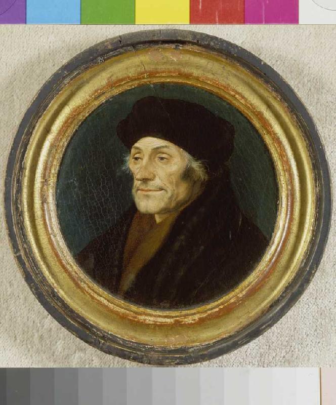 Portrait of the Erasmus of Rotterdam in it round. de Hans Holbein (el Joven)