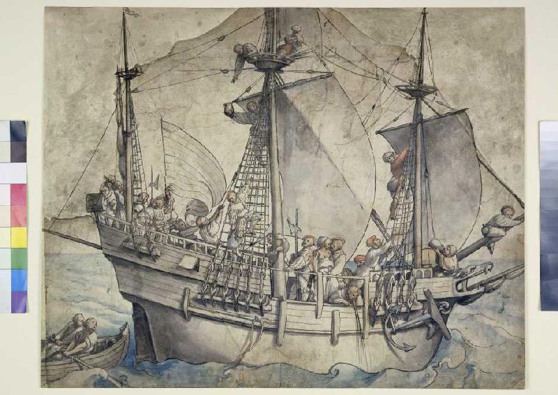 Ship with armed men de Hans Holbein (el Joven)