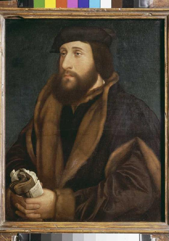 Unbekannter Mann mit Brief und Handschuhen de Hans Holbein (el Joven)