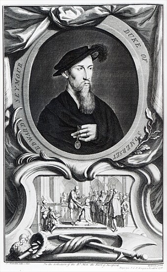 Edward Seymour, 1st Duke of Somerset ; engraved by Jacobus Houbraken de Hans Holbein el Joven (taller)