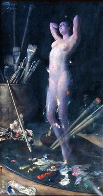 In the Studio: Artist's Vision, c.1900 (oil on canvas) de Hans Holtzbecher