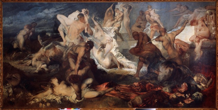 The Fight between the Lapiths and the Centaurs de Hans Makart