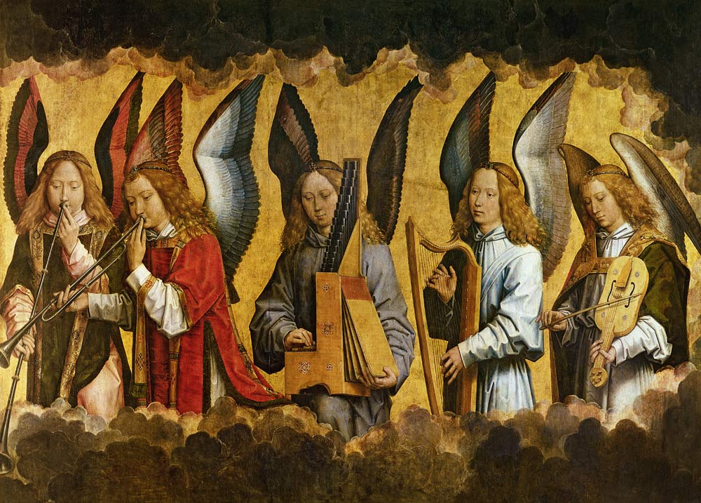 Angels Playing Musical Instruments, right hand panel from a triptych from the Church of Santa Maria de Hans Memling